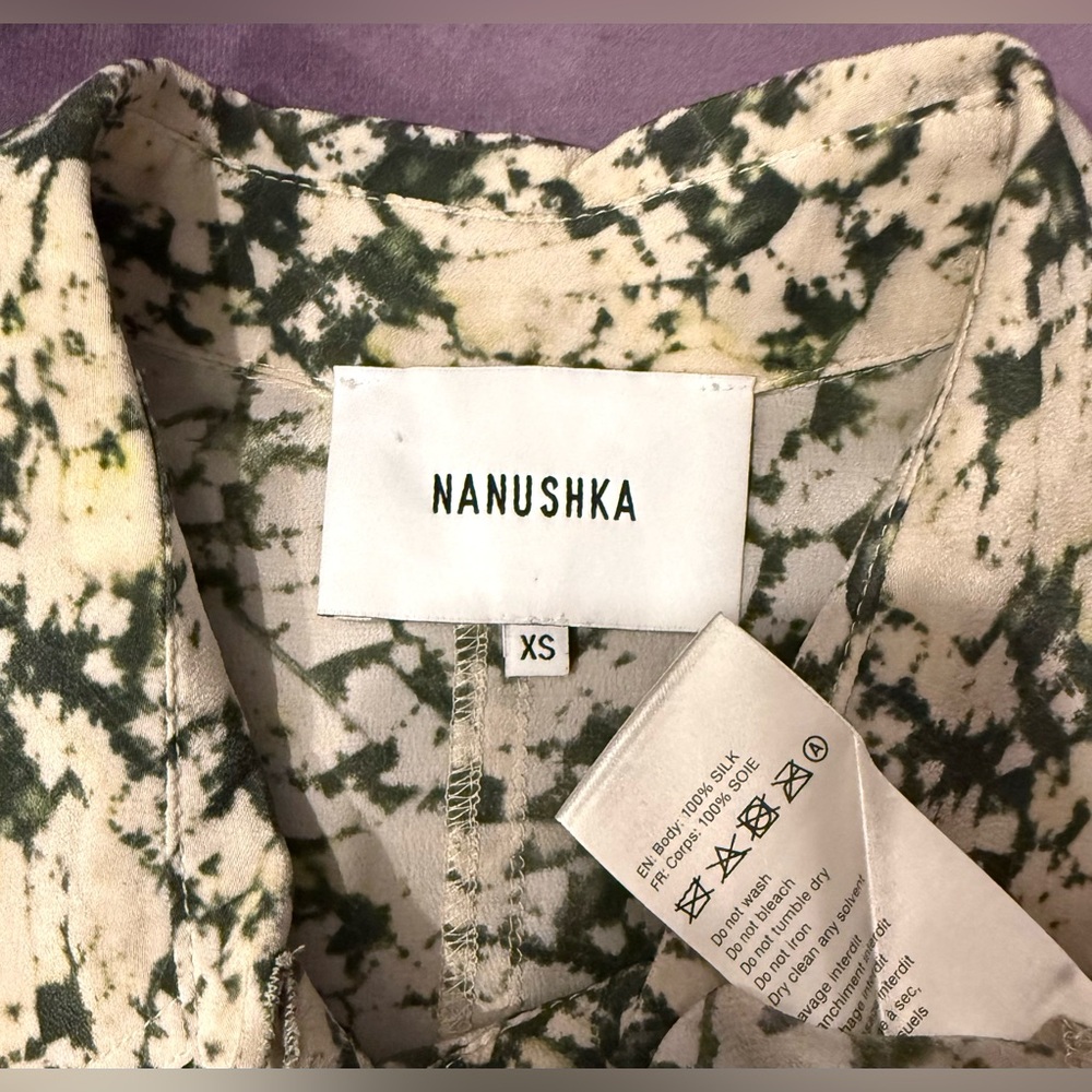 Nanushka - Cream Silk Blouse Green w/Yellow - Picture 5 of 5